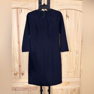 Elie Tahari Dart Zip Double Knit Career Office Boardroom Chic Sheath Midi Dress